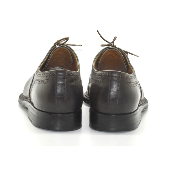 A8 Auth SUTOR MANTELLASSI Dark Brown Leather Cap Toe Brogue Oxford Shoes Size 10